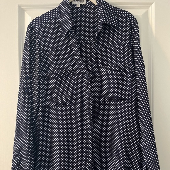 Express Blue Polka dot blouse - Picture 2 of 6